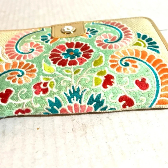 Spartina 449 bright & cherry woven cotton jute fabric wallet - Picture 4 of 4